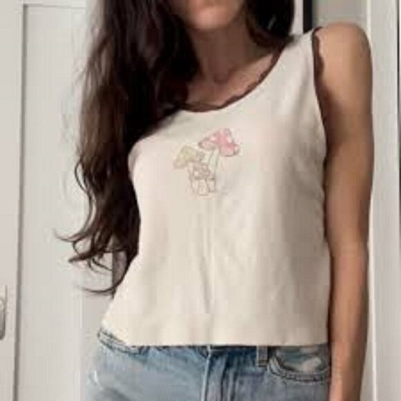 Hollister Mushroom Lace Crop Cami Tank - Boogie Nights Roller Derby Y2K - Picture 1 of 7